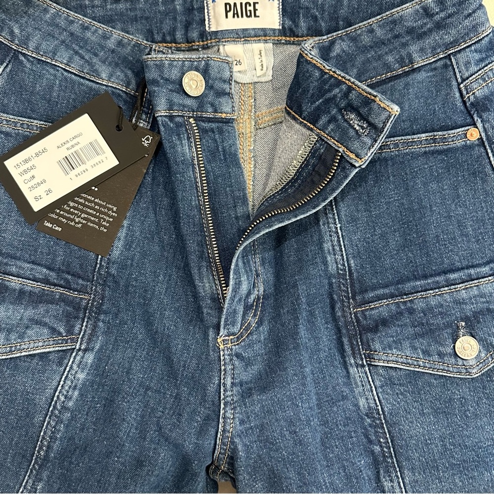 PAIGE Alexis Cargo Straight Leg Jeans NWT - Picture 4 of 7